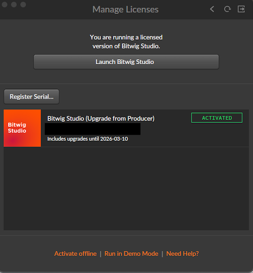 Bitwig Bitwig Studio 5.3.8 with active upgrade plan